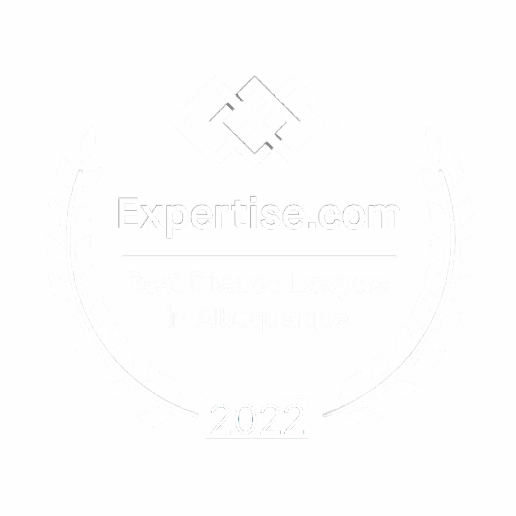 AK-graphics-06 badge award in white, reading Expertise.com Best Divorce Lawyers in Albuquerque 2022